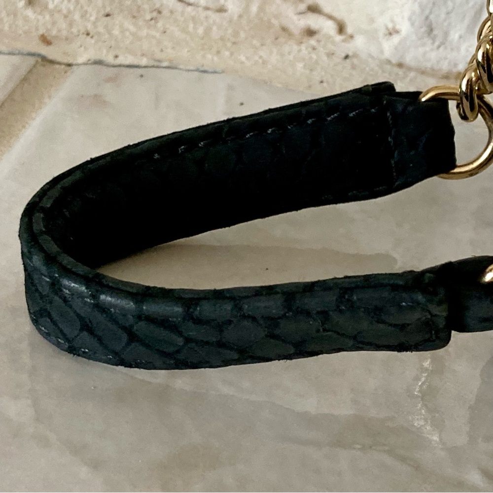 EUC Henri Bendel Black Sueded Snakeskin Embossed Leather Wristlet Clutch - Picture 5 of 14